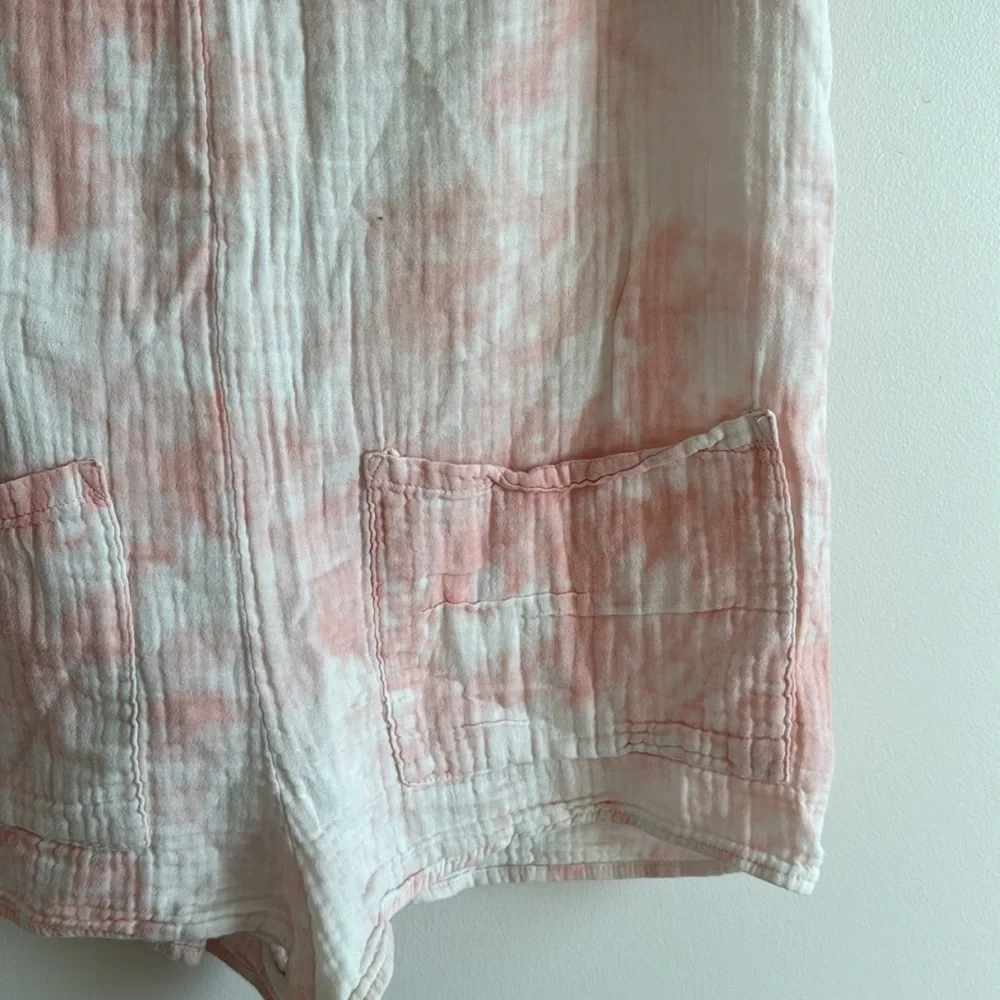 Show Me Your Mumu Cream and Pink Tilda Twisted Tie Dye Gauze Romper - Size S - Picture 3 of 7